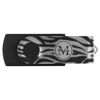Black and White Realistic Zebra Fur Texture Flash Drive