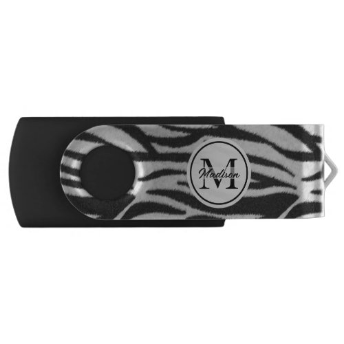 Black and White Realistic Zebra Fur Texture Flash Drive