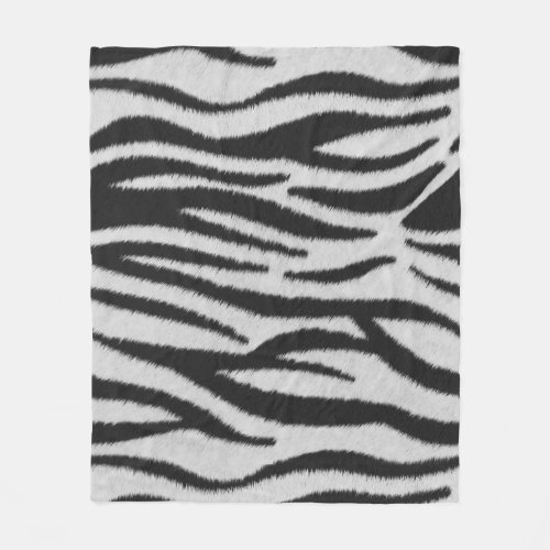 Black and White Realistic Zebra Fur Texture Fleece Blanket