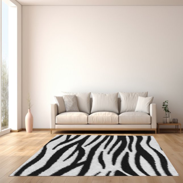 Black and White Realistic Zebra Fur Texture Rug (Creator Uploaded)
