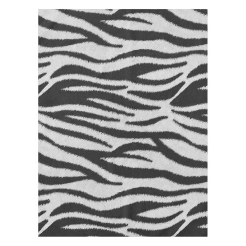 Black and White Realistic Zebra Fur Texture Tablecloth