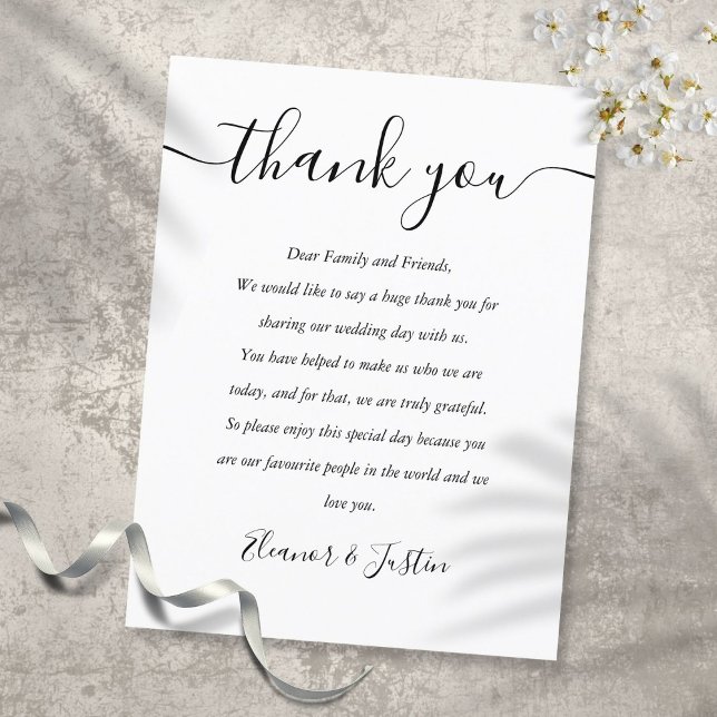 Black And White Reception Thank You Place Card (Creator Uploaded)