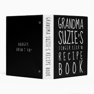 Black And White Recipe Family Cookbook Mini Binder