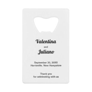 Black and White Rectangle Wedding Bottle Opener