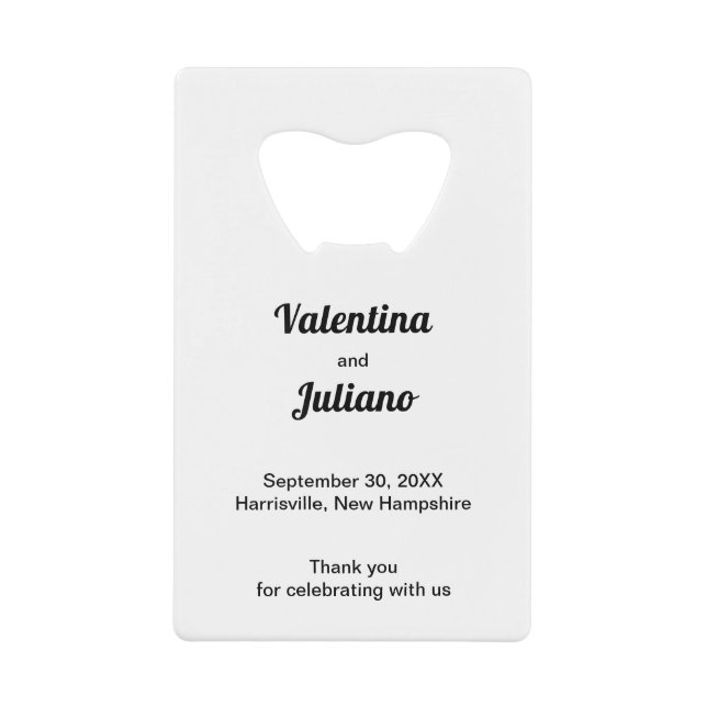 Black and White Rectangle Wedding Bottle Opener (Front)