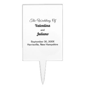 Black and White Rectangle Wedding Cake Topper
