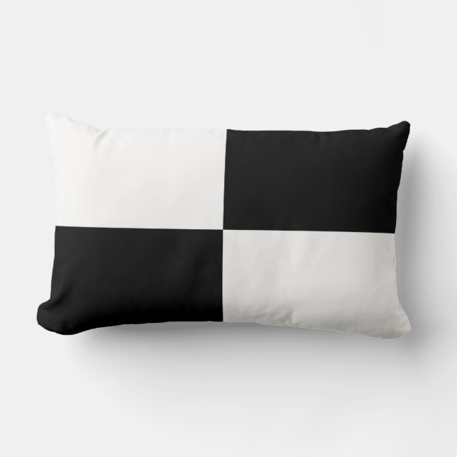 Black and White Rectangles Lumbar Pillow (Front)