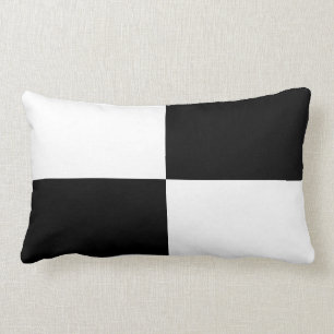 Black and White Rectangles Lumbar Pillow