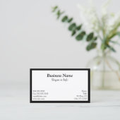 Black and White Rectangular Frame Business Card (Standing Front)