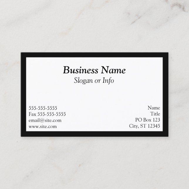 Black and White Rectangular Frame Business Card (Front)