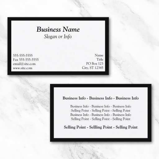 Customizable White Framed Business Card