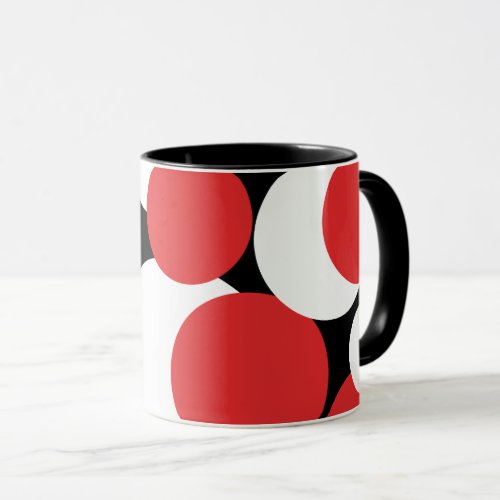 Black and White Red Polka Dots  Mug