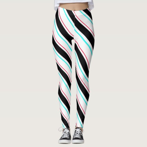 Black And White Regimental Stripes Leggings