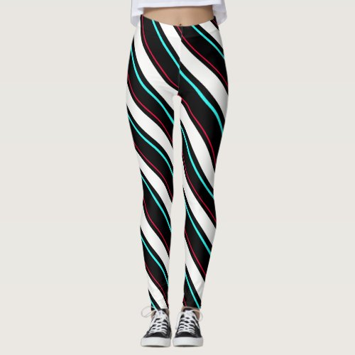 Black And White Regimental Stripes Leggings