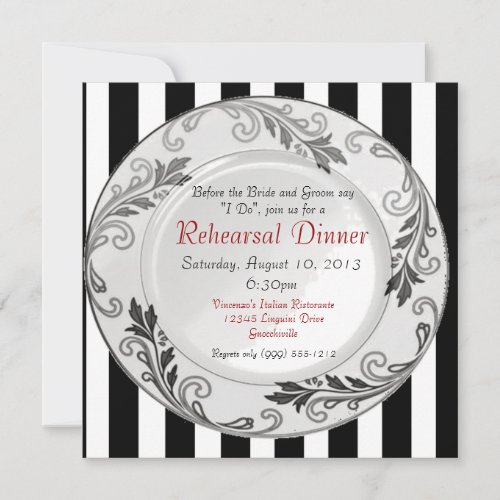 Black and White Rehearsal Dinner Invitations