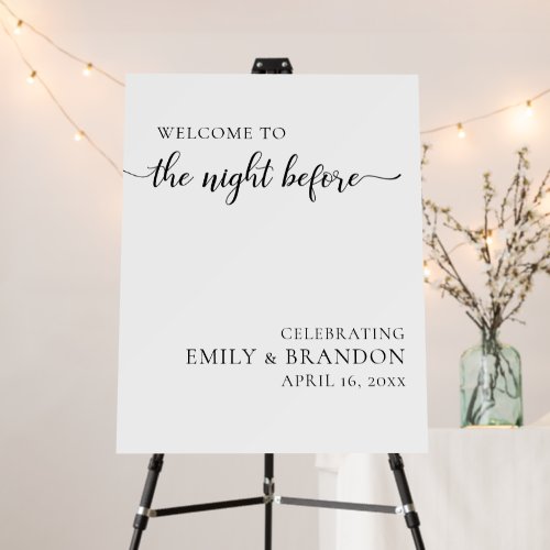 Black and White Rehearsal Dinner Wedding Welcome Foam Board