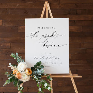 Black and White Rehearsal Dinner Welcome Foam Board