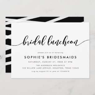 Black and White Relax Script Bridal Luncheon Invitation