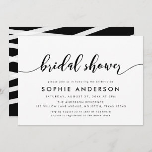 Black and White Relax Script Bridal Shower Invitation