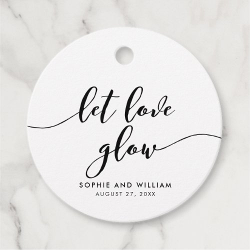 Black and White Relax Script Let Love Glow Wedding Favor Tags