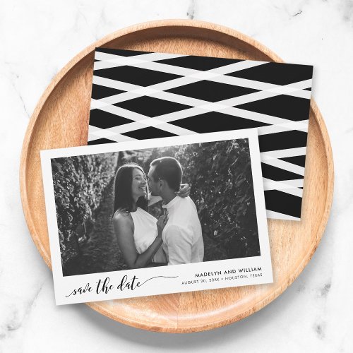 Black and White Relax Script Save the Date Photo