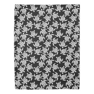 Black And White Repeat Motif   Sea Turtle Pattern Duvet Cover