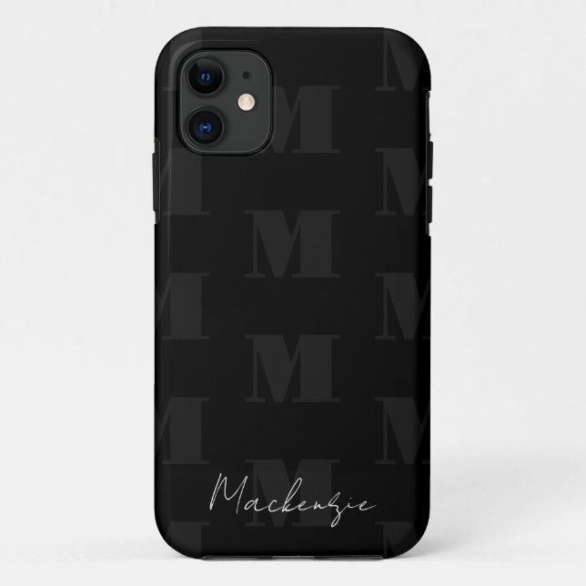 Black and White Repeat Pattern Monogram Case-Mate iPhone Case (Back)