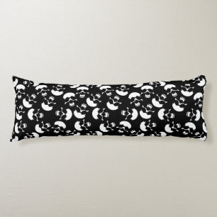 Black And White Repeating Motif Skull Pattern Body Pillow