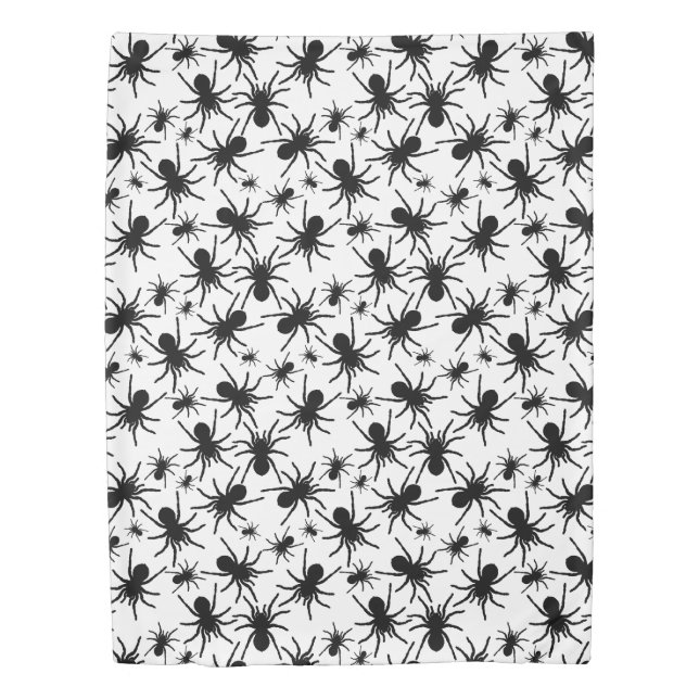 Black And White Repeating Motif | Spider Pattern Duvet Cover (Front)