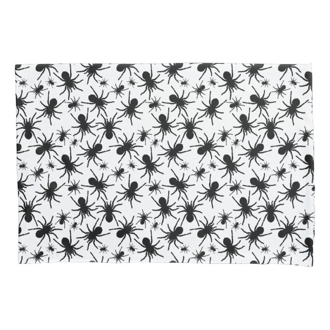 Black And White Repeating Motif | Spider Pattern Pillow Case (Front)