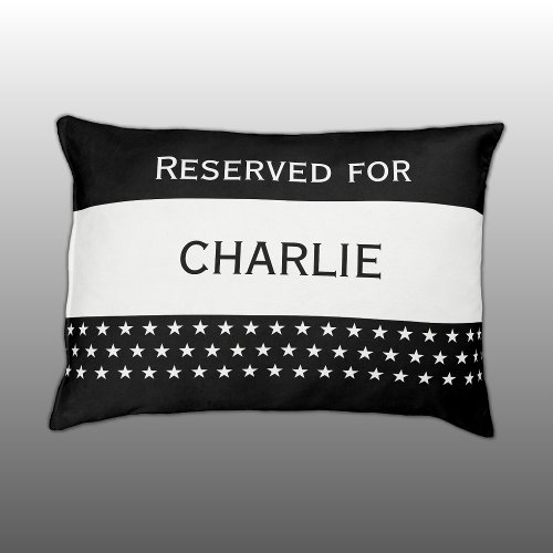 Black and white reserved for name stars pet bed