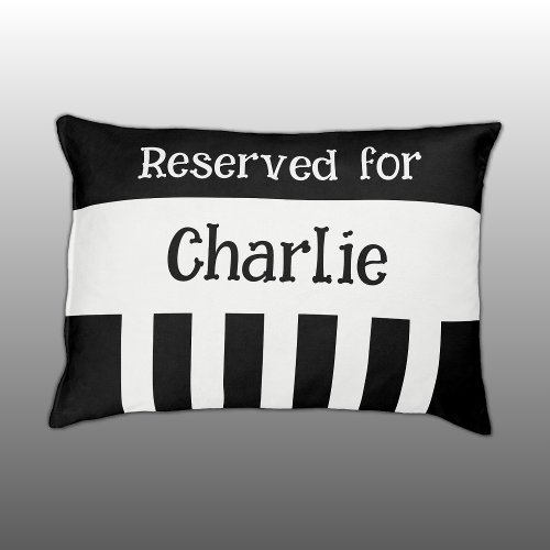 Black and white reserved for name stripes pet bed