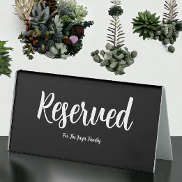 Black and White Reserved  Table Tent