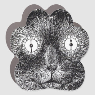 Black and White Retro Cat Face Magnet