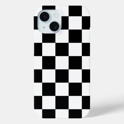 Black and White Retro Check iPhone 15 Case