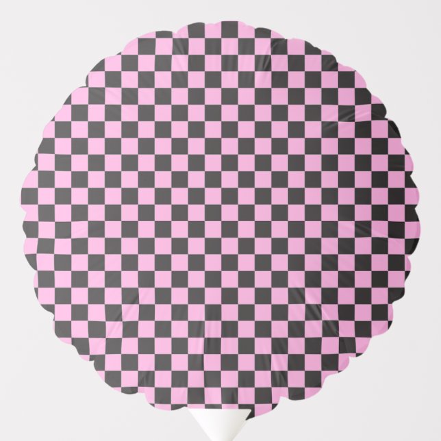 Black and White Retro Checker Birthday Balloon (Front)