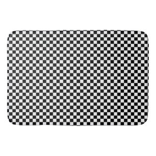 black and white - retro checkerboard  bath mat