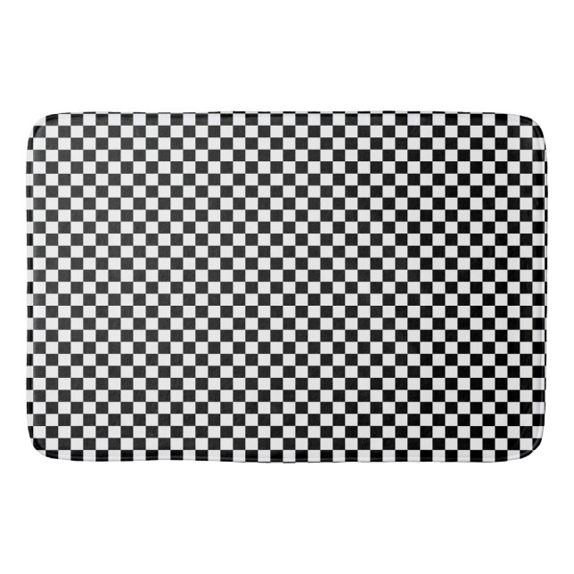 black and white - retro checkerboard  bath mat (Front)