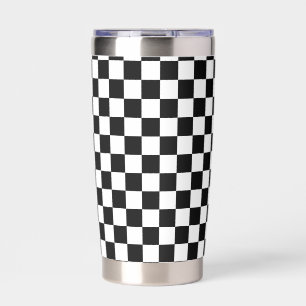 black and white - retro checkerboard  insulated tumbler