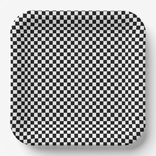 black and white _ retro checkerboard  paper plates