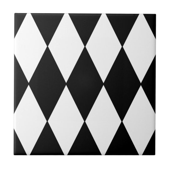 Black and White Retro Checkered Diamond Pattern Ceramic Tile | Zazzle.com