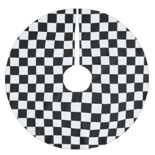Black And White Retro Checkered Pattern Brushed Polyester Tree Skirt