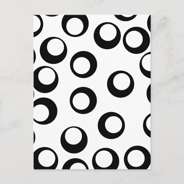 Black and White Retro Circles Pattern. Postcard (Front)