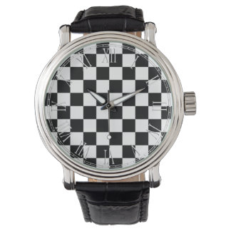 Black and White Retro Colorful Modern Checkerboard Watch