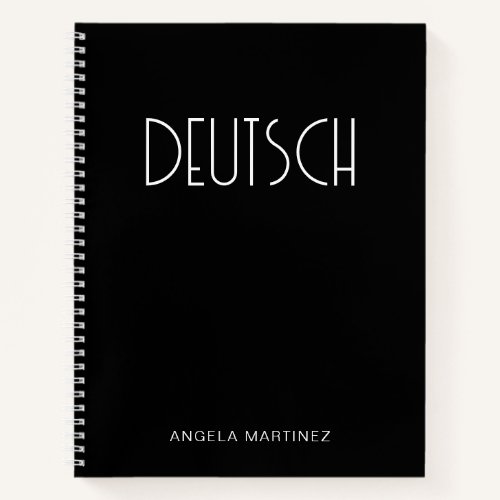 Black and White Retro Deutsch Language Study Notebook