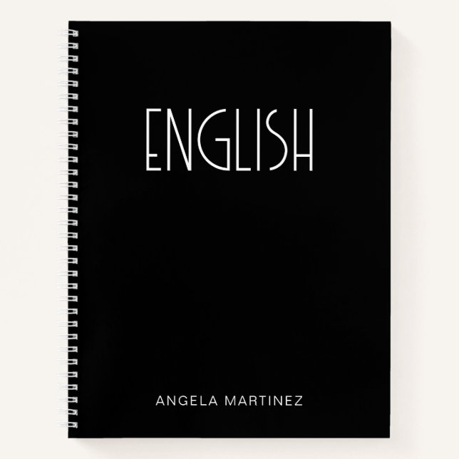 Black and White Retro English Language Study Notebook (Front)