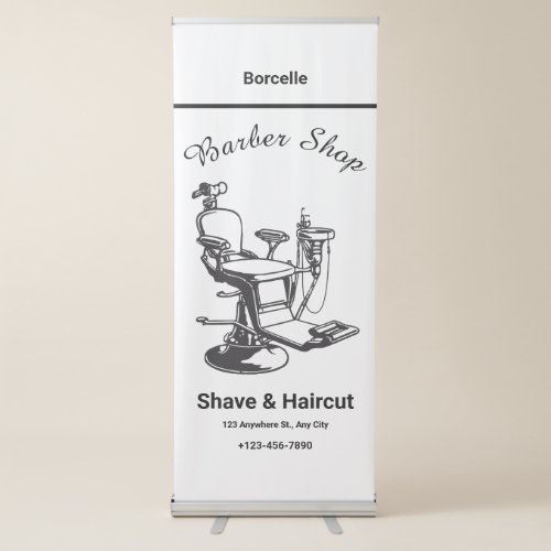 Black and White Retro Flat Barbershop Vertical Retractable Banner