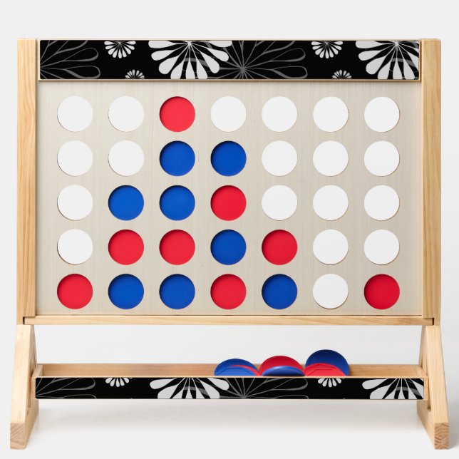 Black and White Retro Floral Fast Four (Front)