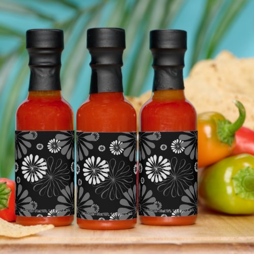 Black and White Retro Floral Hot Sauces