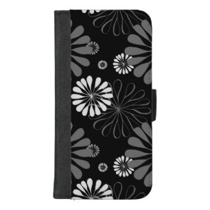 Black and White Retro Floral iPhone 8/7 Plus Wallet Case